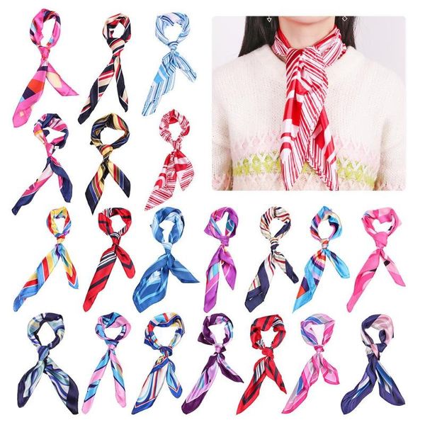 

elegant women head neck square scarf floral print casual satin scarves gift