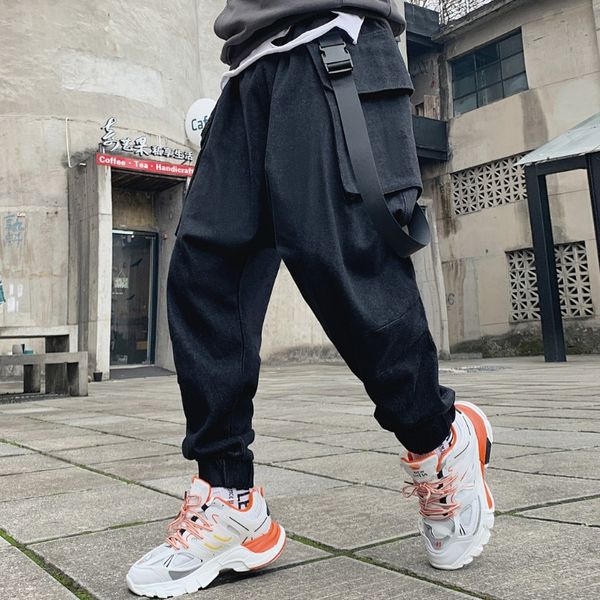 

new male spring loose casual denim big trouser pocket and all kinds of harlan close leg individual pants, Black