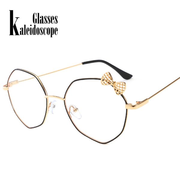 

2020 new polygon thin frames glasses frame for myopia with bow-knot metal eyewears eyewear accessories, Black