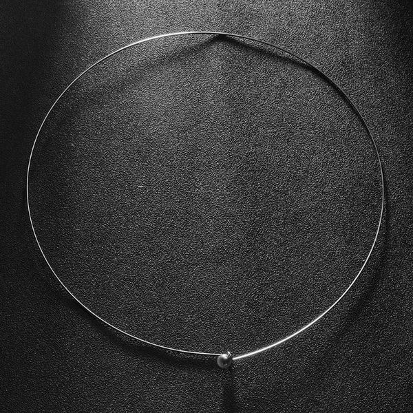 

neck ring with simple hook and ball closure stainless steel detachable beads fashion necklace jewelry setting for women, Silver