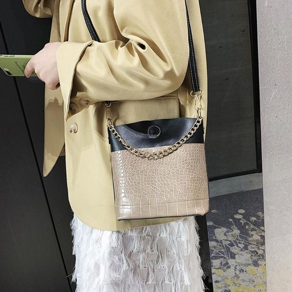 

2020 new women handbags leather bags alligator pattern chain shoulder handbags women casual crossbody bucket bag sac main femme