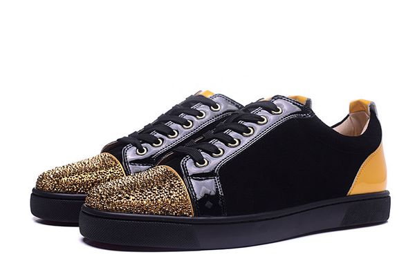 

2019 women studded spikes men trainers shoes new designer flats genuine leather, Black