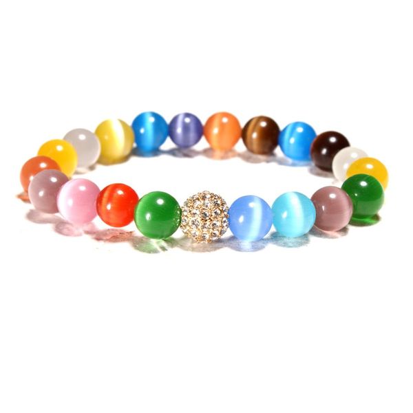 

europe and america kim rhinestone 10 size color opal bracelets lucky beads women's bracelet accessories gift, Silver
