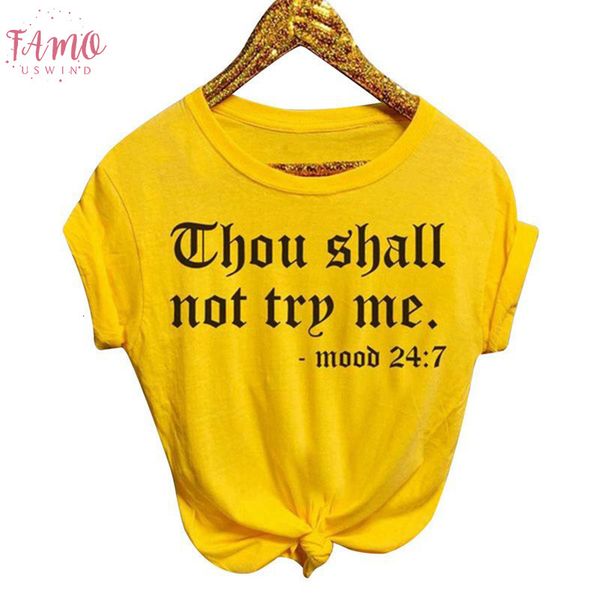 

2019 summer women casual loose t shirt o neck short sleeved printed letter thou shall not me tshirt plus size, White