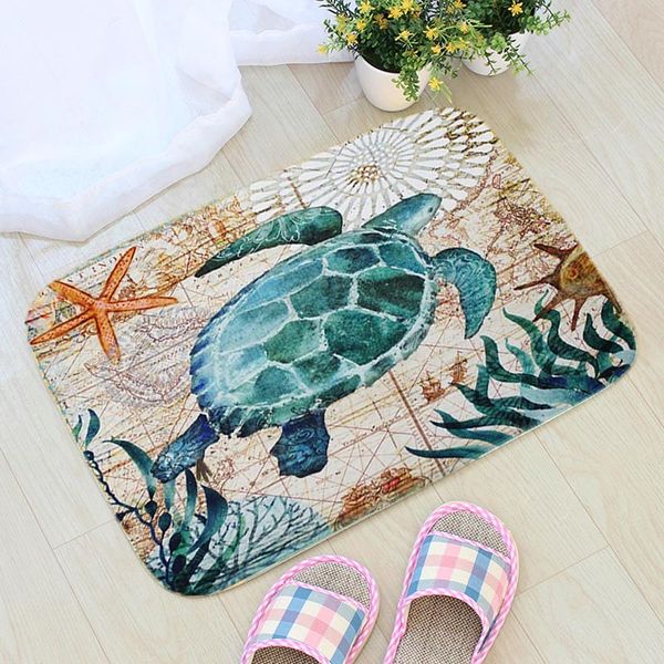 

sea style turtle ocs printing doormat flannel fabric whale seahorse home decoration door mat non-slip floor mat vloermat