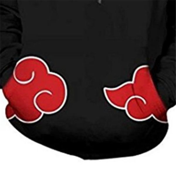 

naruto mens hoodies cloud printed mens crew neck loose cosplay itachi uchih hoodies women fashion clothes, Black