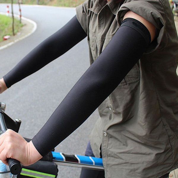 

outdoor cycling sleeves arm warmer sun uv protection cuff sleeves mtb bike bicycle arm covers ridding running golf, Black