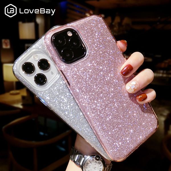 

lovebay для iphone 11 случая блеск bling цвета конфеты для iphone 11 pro max телефона случаи soft tpu silicone solid блестящая задняя крышка