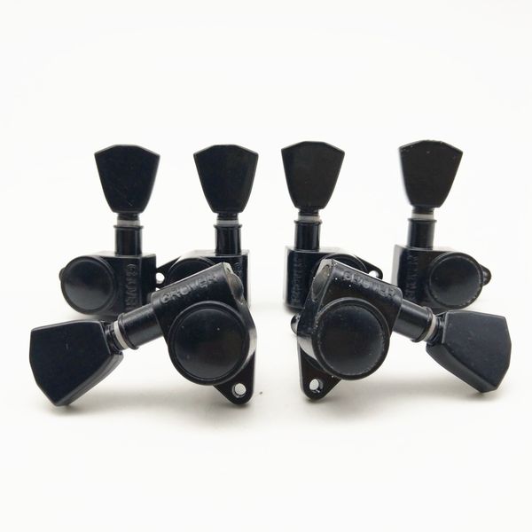 18: 1 Máquina Grover Heads Tuners Guitarra Tuning Pegs 3R3L / SETBLACK 3L3R Grover Máquina de Guitarra Heads Tuners Tuning Pegs / Set Feito em Coréia