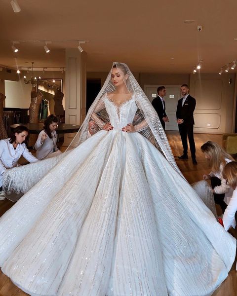 

урожай sequined бальное платье свадебные платья класса люкс с плеча кристалл бисероплетение плюс размер саудовский арабский дубай свадебное, White