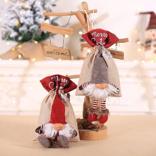 

merry christmas drawstring gift bags candy holder treat bags xmas tree hanging ornaments