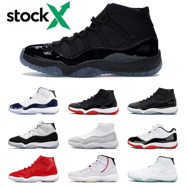

2020 новый jumpman мужчины женщины баскетбол обувь 11s гамма синий разводят 11 concord space jam cap и платье конструктора тапки размер нас, Black