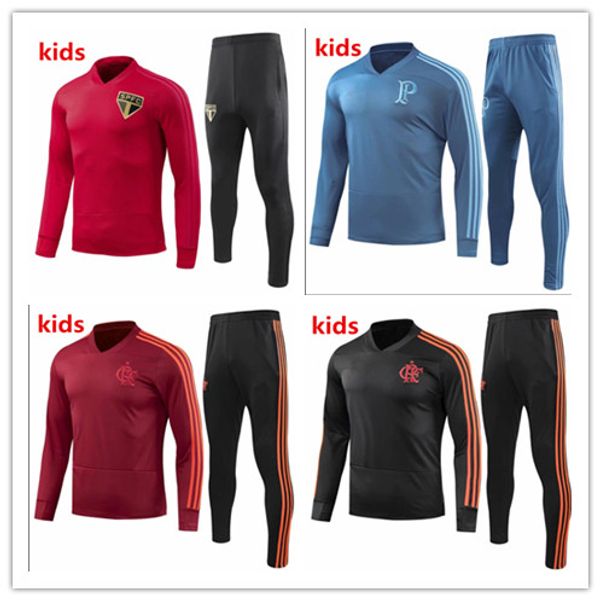

KIDS 2019 Brazil Flamengo Sao paulo soccer tracksuits 2018 2019 Flemish Palmeiras training suit G.JESUS FALCAO football jackets