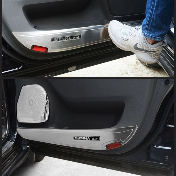 

for sienna 2011-2017 accessories 304 good stainless steel silver interior door horn speaker penals trim anti-kick cover