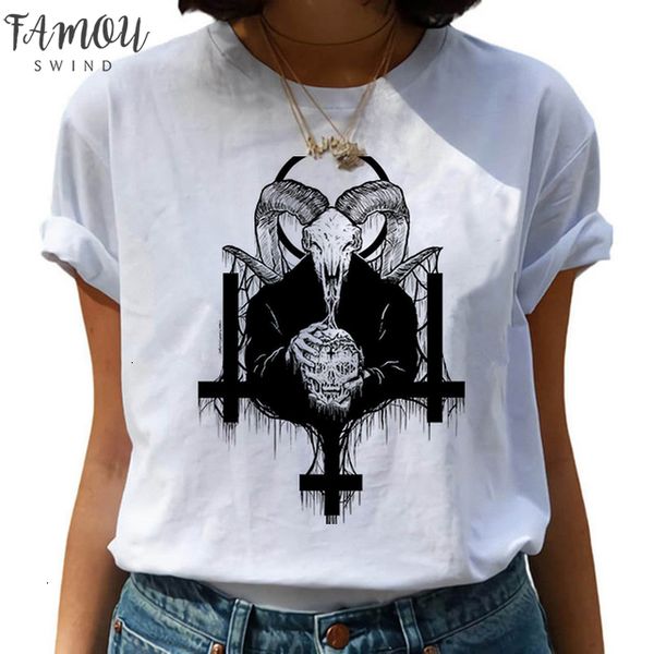 

satan t shirt death v neck women female scary evil satanism grim reaper baphomet horror t shirt satanist tshirt tee clothes, White