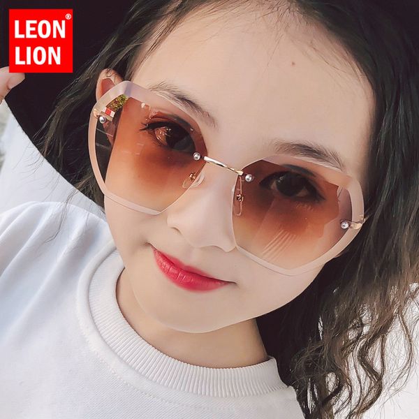 

leonlion rimless children's sunglasses brand designer sun glasses girl metal classic female driving eyewear oculos de sol uv400, White;black