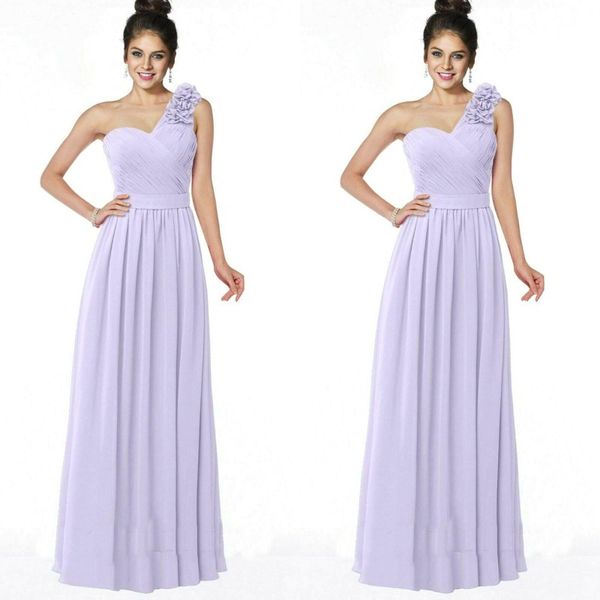 

new laver long bridesmaid dresses 2020 chiffon one shoulder flower sweetheart neck wedding guest dress bm1503, White;pink