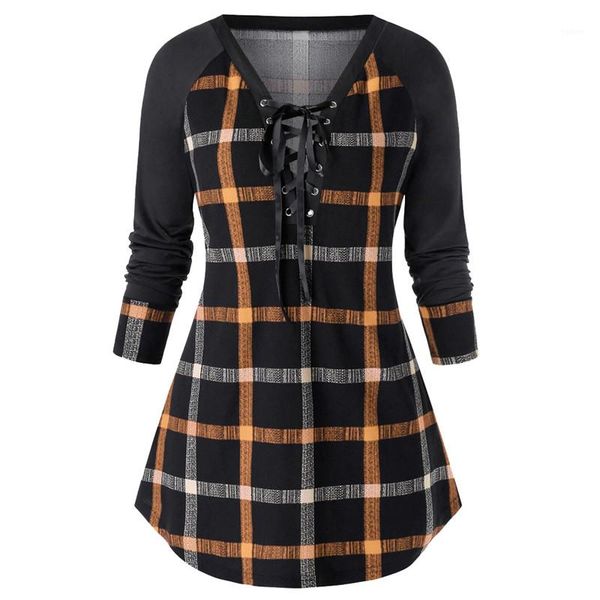 

designer womens dresses panelled color v neck casual dresses fashion plus size women clothing plaid print, Black;gray