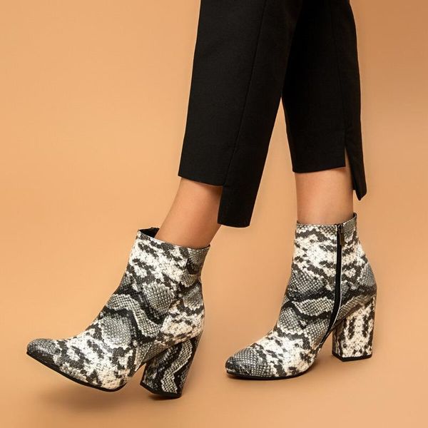 

flo charlotte snake color female high-heeled boots butigo, Black