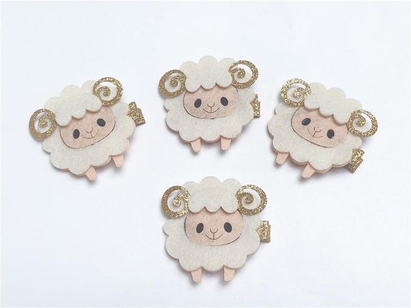 

бутик 10шт мода милый блеск войлок ягненка заколки животных овец заколки для волос принцесса головные уборы партия аксессуары для волос, Slivery;white