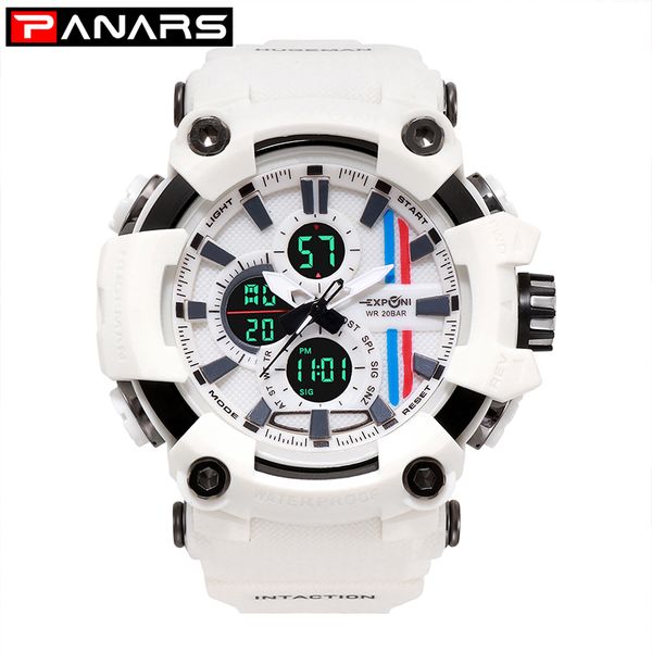 

panars fashion electronic watch men women quartz dual display cool shape 50m waterproof & shockproof boy girlfriend gift 2019, Slivery;brown