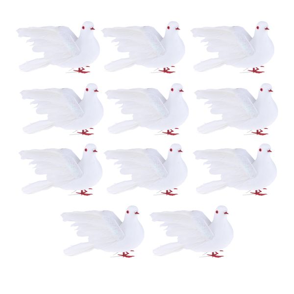 

11 pcs artificial feathered pigeon fake doves birds statue - funny sculpture ornaments décor - indoor outdoor yard art figurines