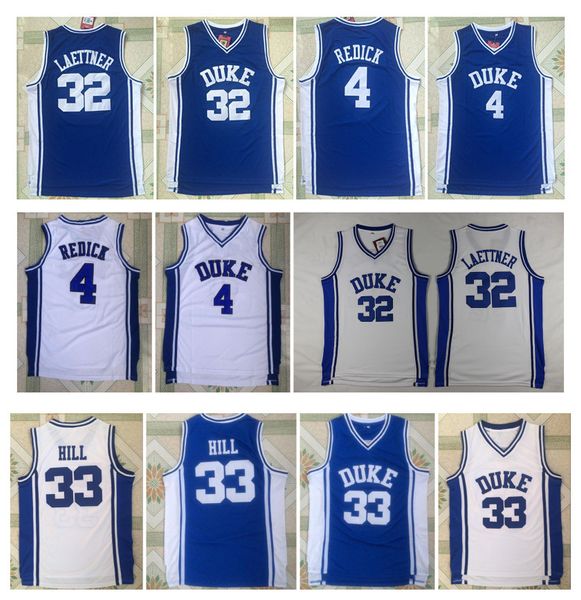 Caa Men Devils Jersey 33 Grant Hill 4 JJ Redick 32 Christian Laeter Blue White All Ed Ucuz Kolej Basketbol Formaları