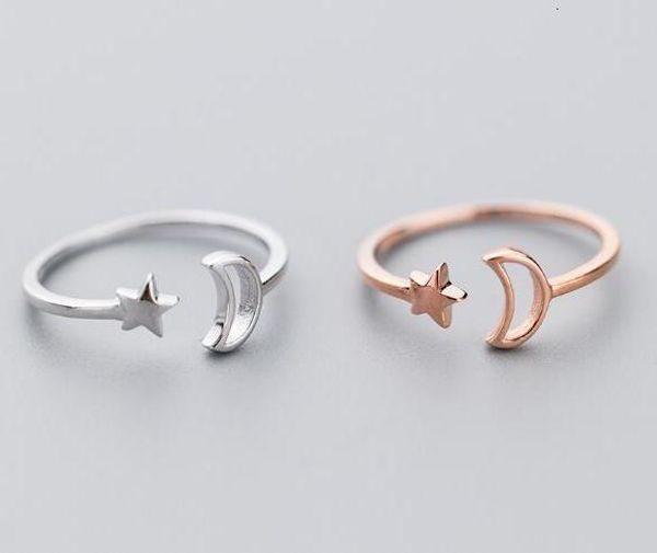 

100% 1pc подлинный реальный.стерлингового серебра 925 изысканные ювелирные изделия полые открытый полумесяц звезда кулак кольцо gtlj1493, Golden;silver