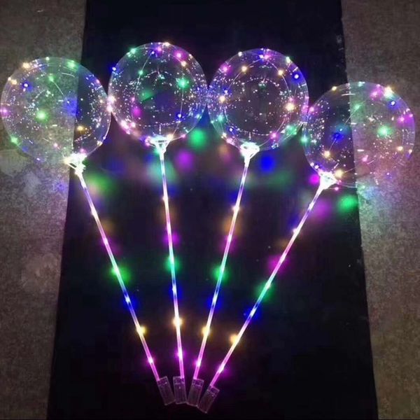 

Led fla hing balloon tran parent luminou lighting bobo balloon with 70cm pole 3m tring balloon wedding party decoration tta1407