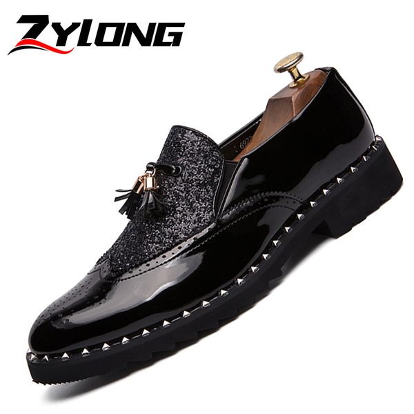 

italian formal shoes men sequin dress shoes men tassel gentlemen office men's elegant wedding black gold