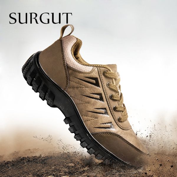 

surgut big size 2020 spring genuine leather men's shoes lace-up man outdoor casual shoes thick bottom stitch non-slip male shoes t20061, Black