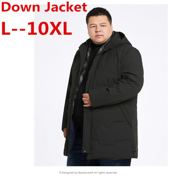 

10xl 8xl new brand russia winter men casual 90% white duck down jacket men's down jackets and coats warm jackets overcoat, Black