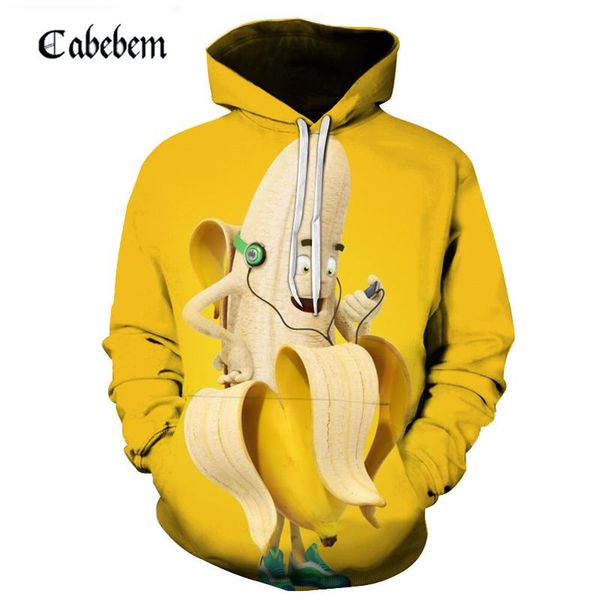 

fun banana 3d hoodies / sweatshirt long sleeve men women latest streetwear harajuku fashion baseball uniform asia size s-6xl, Black