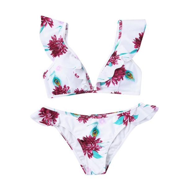 

women push up swimsuit ruffle printed bikini two pieces high waisted bathing suit beach wear summer swimwear new arrival