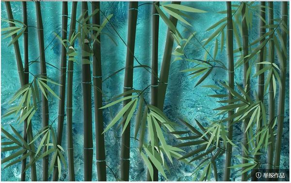 moderne Tapeten für Wohnzimmer Moderne Bambus-Wald Wasser Schatten Kunst Hintergrund Wandmalerei