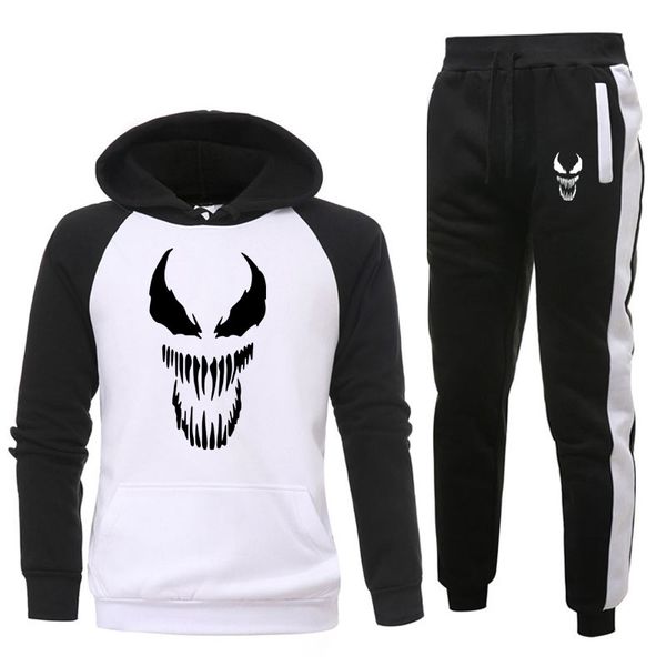 

2020 new hoodie suit venom anime tracksuit sweatshirt suit fleece hoodie + jogging pants men's sets pullover 3xl sweatsuit men, Gray