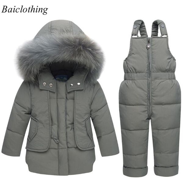 

детская одежда русской зимы мальчиков костюм лыжная куртка мальчиков лыжный спорт пуховик брюки водонепроницаемые дети костюм зимний thicker, Blue;gray