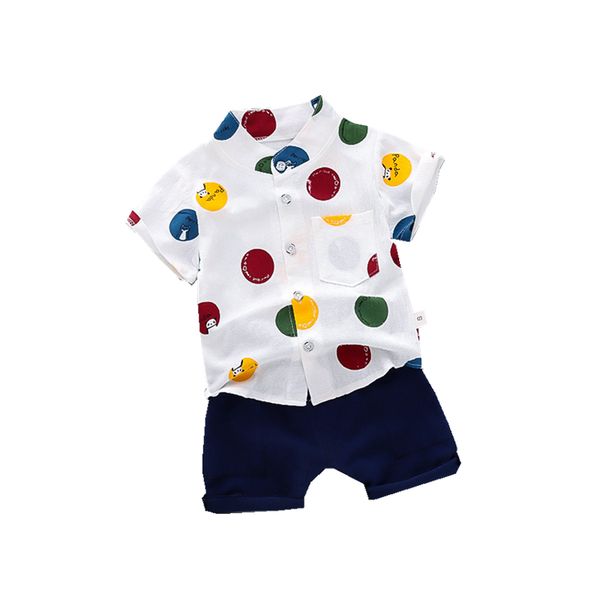 

kids fashion clothes suit summer children boys girls print shirt shorts 2pcs/sets baby toddler casual clothing infant sportswear, White