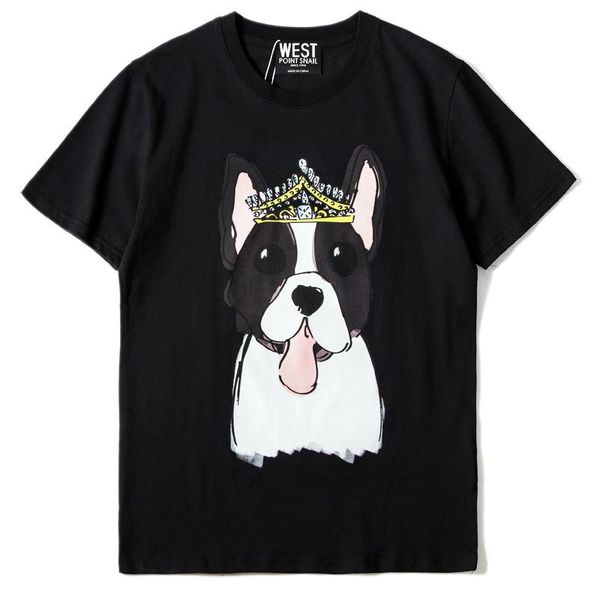 

2018 новый короткие рукава рубашки tee корона puppy печатный футболки мужчин o-образным вырезом сыпучие лето tshirt для mens casual tshirt h, White;black