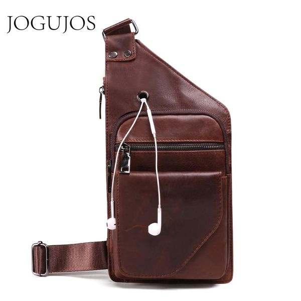 

jogujos new genuine leather shoulder bag small flap vintage man crossbody bagstravel mobile phone headset messenger bag handbags