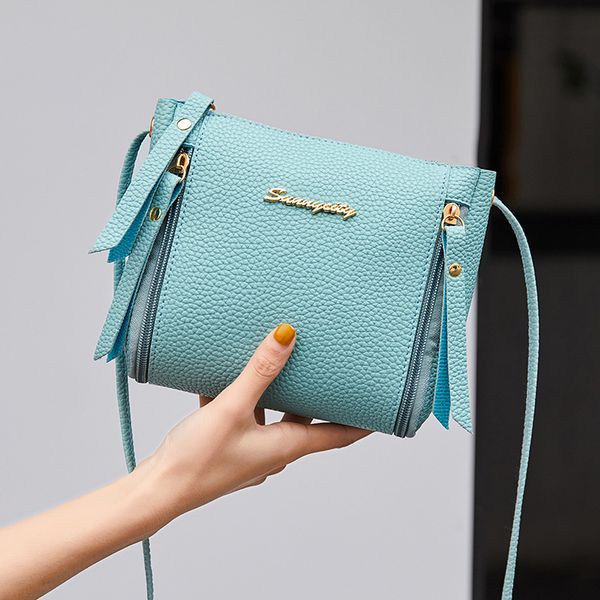 

2019 ladies solid color shoulder diagonal bag trend pu women bag