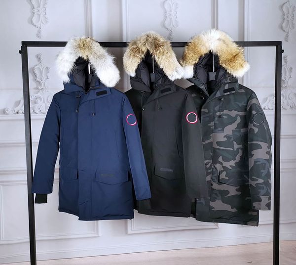 

canada mens winter jacket fashion brand down jackets large fur collar goose down jacket outdoor sports warm winter coat, Black