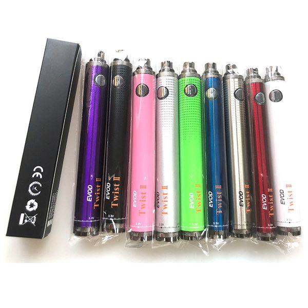 

EVOD Twist II Аккумулятор 1300mAh 3.3V-4.8V 510 Резьба Vape Pen Регулируемая кнопка переменного напряжения eGo-t Evod LO VV