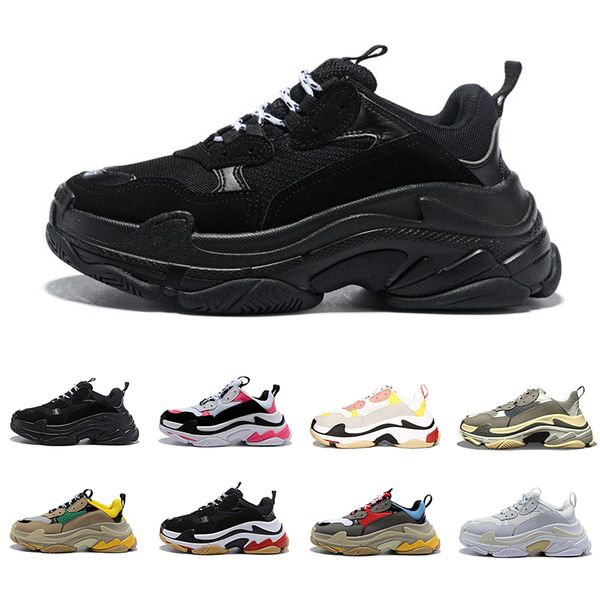 

Designer shoes fashion luxury sneakers for men women Triple s Paris 17FW triple black white pink mens trainers Casual Dad increasing shoe
