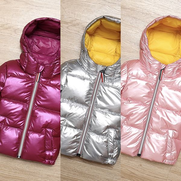 

2019 winter children's short small and jacket coat down jacket medium-sized children's and girls' bright down hooded coat, Blue;gray
