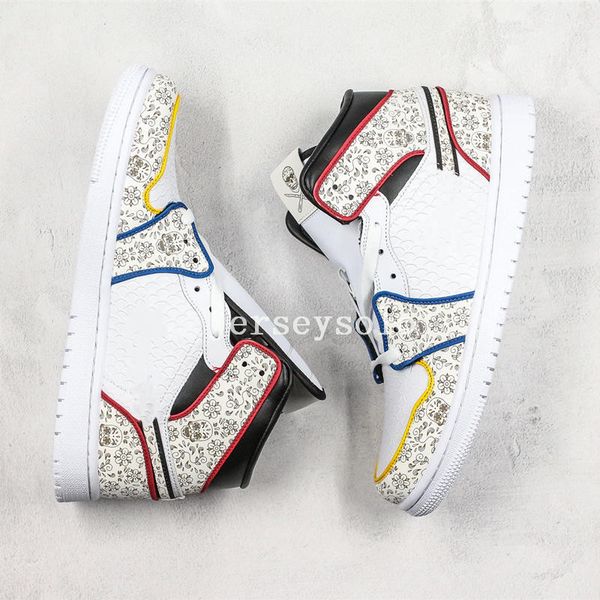 

new surgeon x 1 day of the dead mens basketball shoes leather snake pattern white black red yellow blue skull 3m chaussures trainers