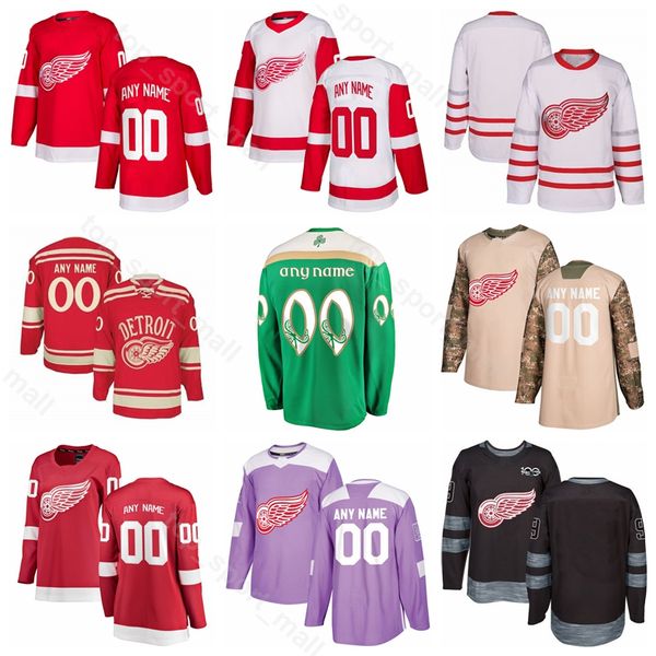

custom ice hockey 26 thomas vanek jersey detroit red wings 25 mike green 41 luke glendening 55 niklas kronwall jimmy howard fights cancer, Black;red