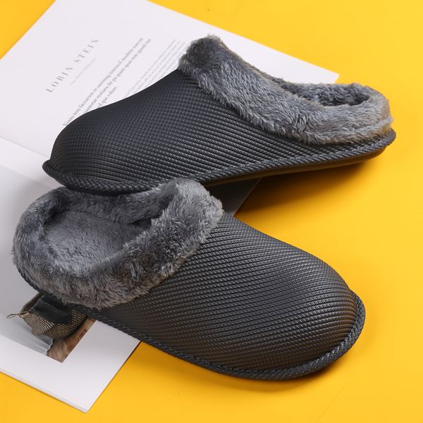

coslony men slippers winter men cotton slippers warm couple cotton-padded shoes male waterproof candy home bread shoes, Black