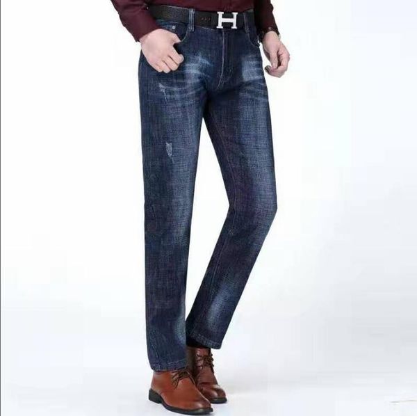 

2020 new pa87452 mens brand jeans fashion men casual slim fit straight high stretch feet skinny jean man blue sell male trousers
