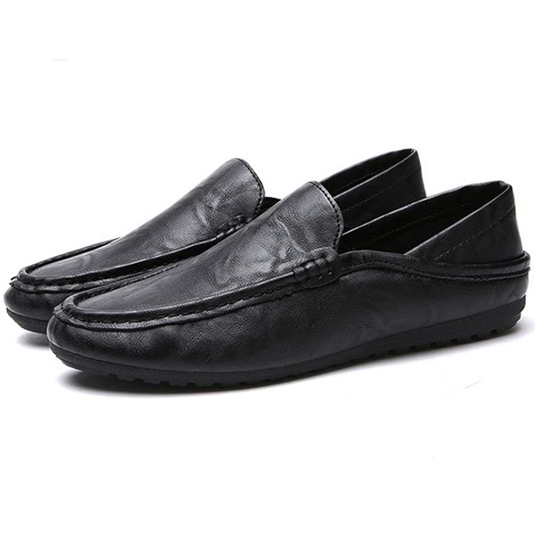 

men shoes soft leather moccasin loafers male handmade casual slip on flat boat shoes tenis masculino men footwear size 39-44, Black